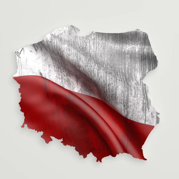 Silueta Polsko mapy s příznakem — Stock fotografie