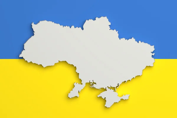 Силуэт Украины карта с флагом — стоковое фото