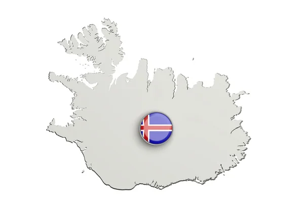 Silhouette of Iceland map with flag on button — Stock Photo, Image