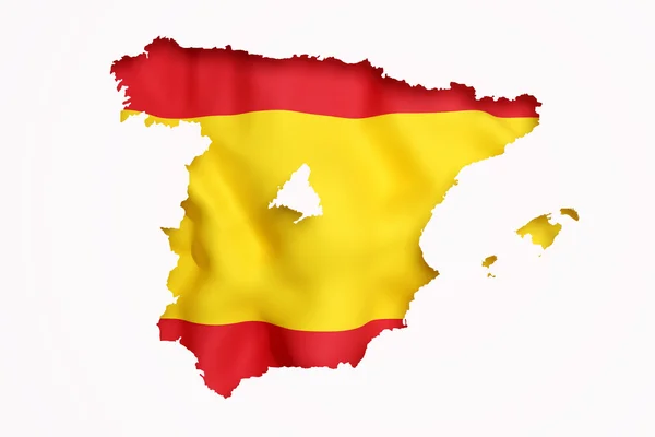 Mapa de España y Madrid sobre fondo rojo brillante y amarillo — Foto de Stock