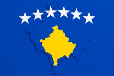 Siluet bayrak ile Kosova Haritası
