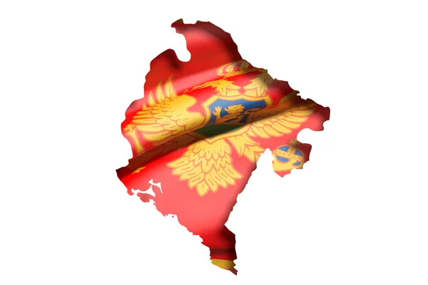 Mapa da silhueta de Montenegro com bandeira — Fotografia de Stock