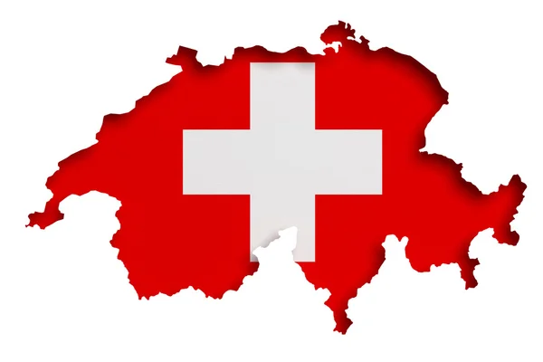 Silhouette of Switzerland mapa con la bandera — Foto de Stock