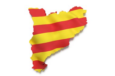 Map of Catalonia and flag clipart