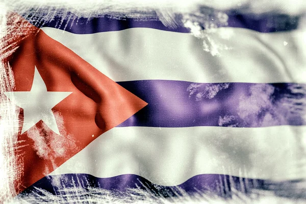 3d rendering di una vecchia e sporca bandiera cubana — Foto Stock