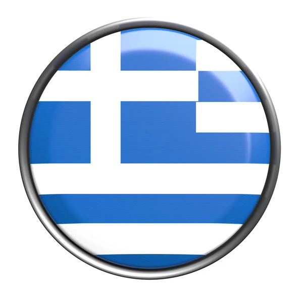 Кнопка с греческим флагом — стоковое фото