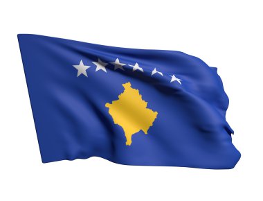 Kosova bayrağı sallayarak 3d render