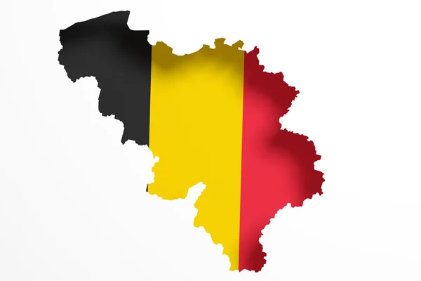 比利时地图与国旗的剪影 — 图库照片