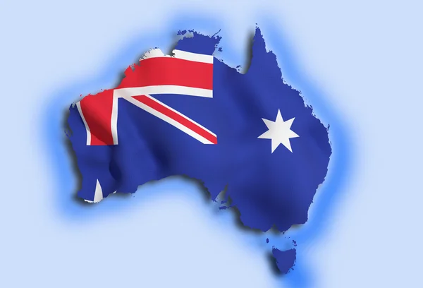 3D-weergave van een kaart van Australië en de vlag — Stockfoto