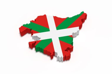 Map of Basque country and flag clipart