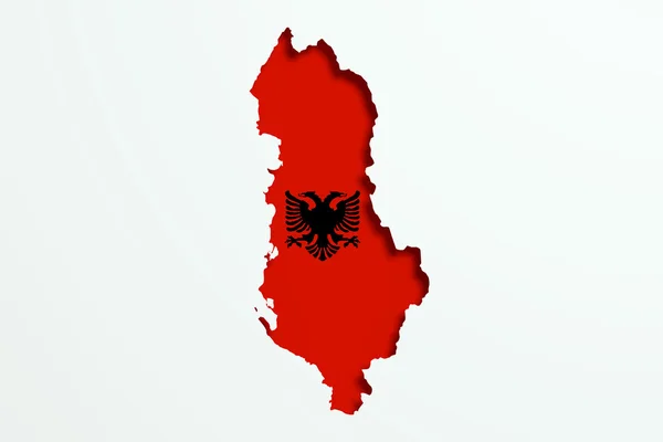 Mappa di Silhouette of Albania con la bandiera — Foto Stock