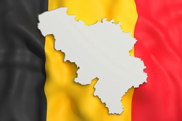 Silhouette of Belgium mapa con la bandera — Foto de Stock