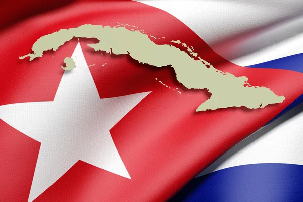 Куба карту і прапор — стокове фото