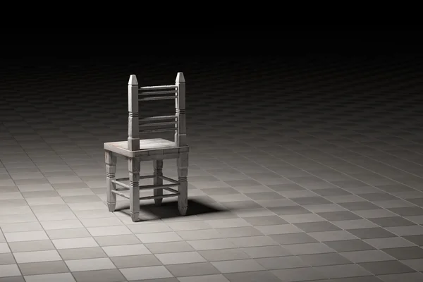 Drewniane krzesło opuszczony w pustym pokoju — Zdjęcie stockowe