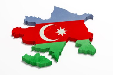 Siluet bayrak ile Azerbaycan Haritası