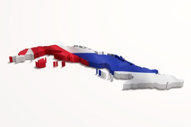 Küba Haritası ve bayrak