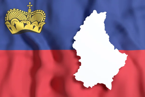 Mapa da silhueta do Liechtenstein com bandeira — Fotografia de Stock