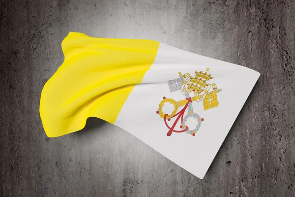 3D visszaadás-ból egy Vatikáni zászló integet a piszkos háttér — Stock Fotó