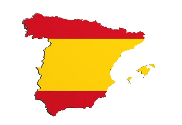 Silhueta de Espanha mapa com bandeira — Fotografia de Stock