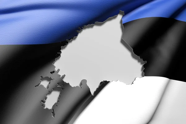 Карта Силуэта Эстонии с флагом — стоковое фото