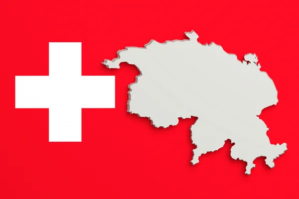 フラグとスイス連邦共和国のマップのシルエット — ストック写真