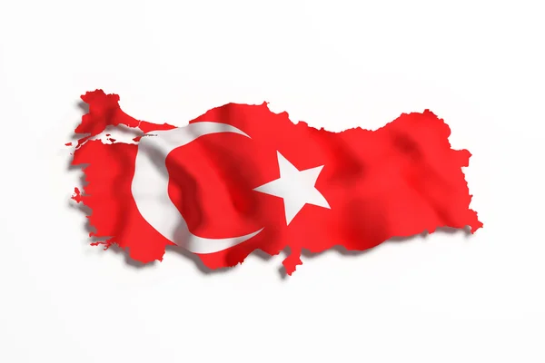 Silhueta da Turquia mapa com bandeira — Fotografia de Stock