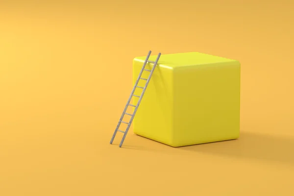 Escada no cubo amarelo — Fotografia de Stock