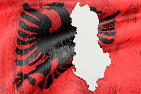 Mappa di Silhouette of Albania con la bandiera — Foto Stock