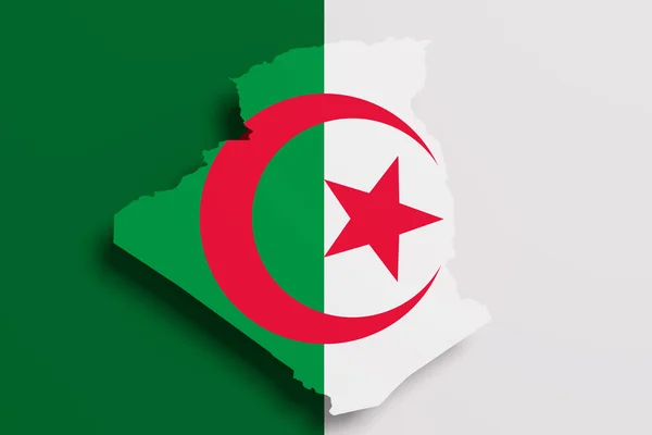 Silhouette of Algeria map with flag — Stock Photo, Image