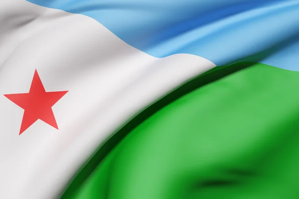 Bandera de Yibuti ondeando — Foto de Stock