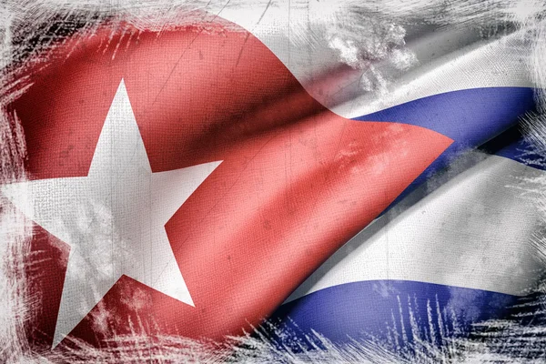 3d rendering of an old and dirty Cuba flag — Stock Photo, Image