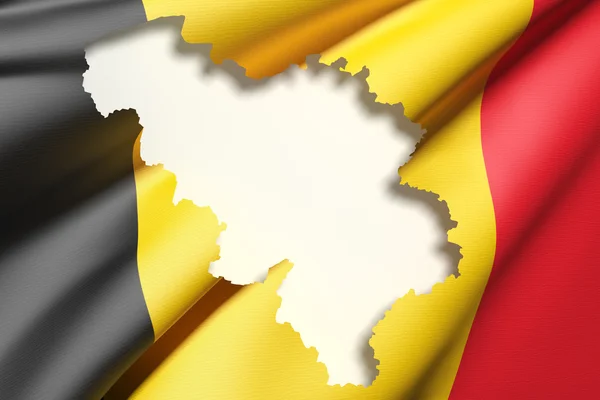Silhueta da Bélgica mapa com bandeira — Fotografia de Stock