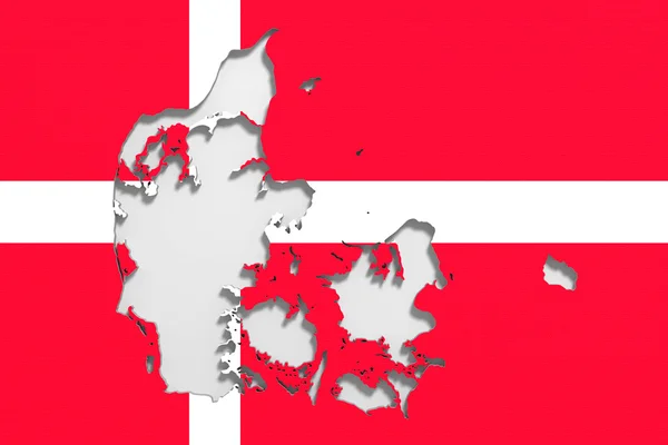 Silhouette of Denmark map with flag — Stock Photo, Image