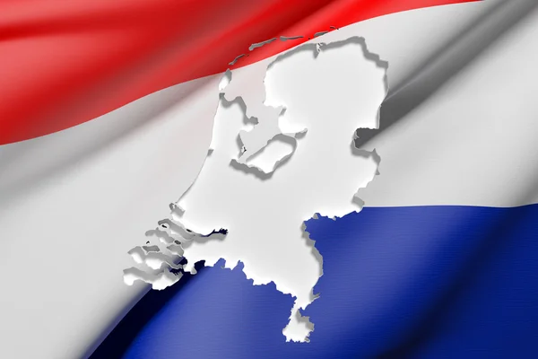 Mapa da silhueta da Holanda com bandeira — Fotografia de Stock