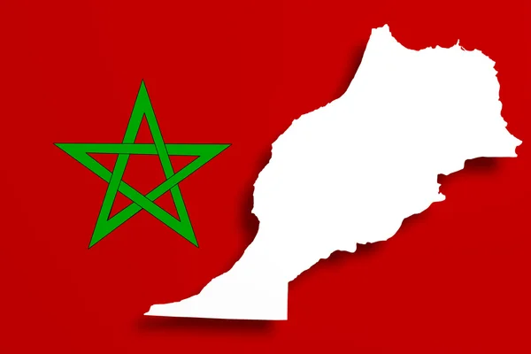 Silhouette of Morocco map with flag — Stock Photo, Image