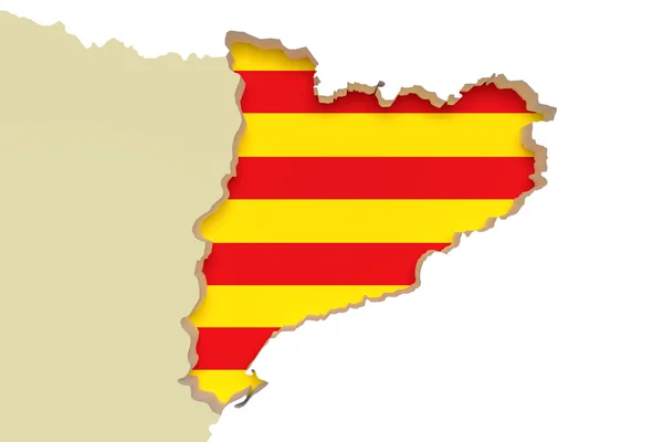 Kaart van Catalonië en vlag — Stockfoto