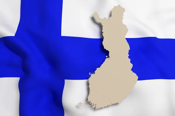 Карта Силуэта Финляндии с флагом — стоковое фото