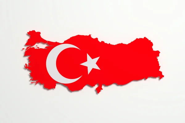 Σιλουέτα του χάρτη της Τουρκία με σημαία — Φωτογραφία Αρχείου