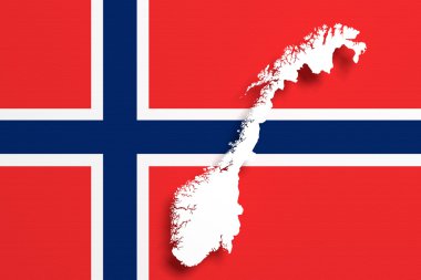 Norveç harita bayrak ile silüeti