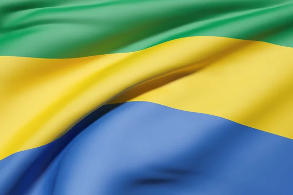 Flagge der gabunischen Republik geschwenkt — Stockfoto