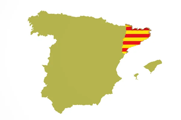 Mapa da Catalunha e bandeira — Fotografia de Stock