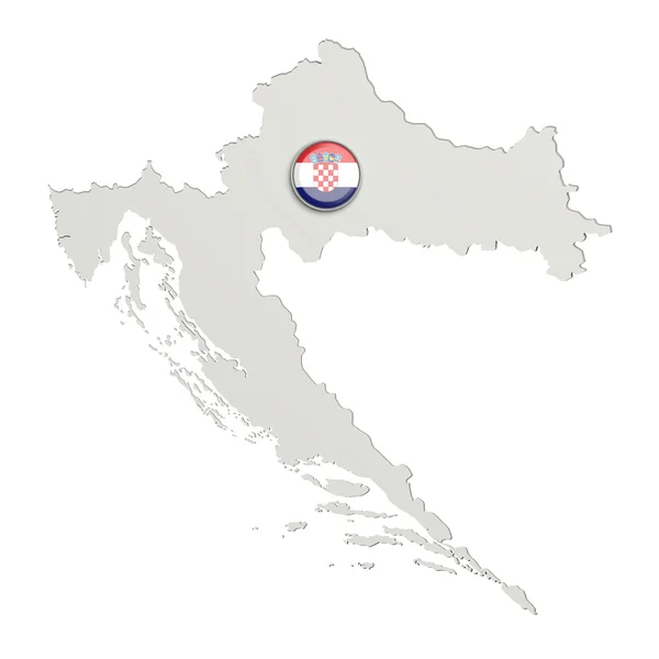 크로아티아 지도 크로아티아 플래그 버튼의 실루엣 — 스톡 사진