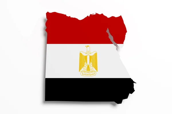 Silhouet van Egypte kaart met vlag — Stockfoto