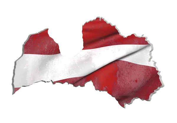 Силует карта Латвії з прапором — стокове фото