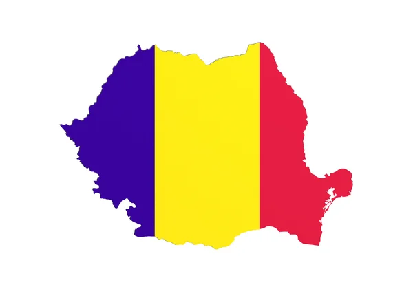 罗马尼亚国旗与地图的轮廓 — 图库照片