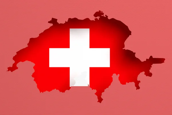 İsviçre: bayrak ile silüeti — Stok fotoğraf