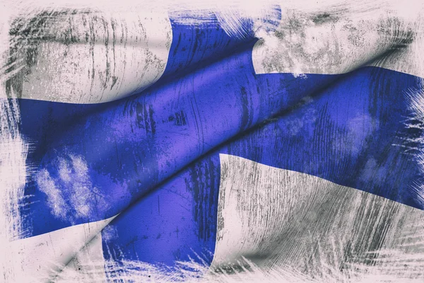 Dessin 3D d'un drapeau finlandais agitant — Photo