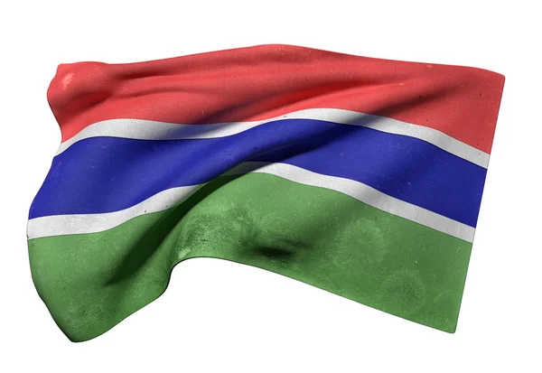 3d renderização de uma antiga e suja bandeira Gâmbia acenando — Fotografia de Stock