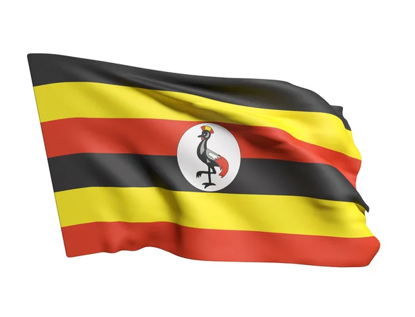 3d renderização de Uganda bandeira acenando em um fundo branco — Fotografia de Stock