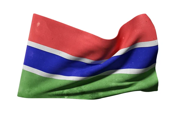 3d renderização de bandeira Gâmbia acenando em um fundo branco — Fotografia de Stock